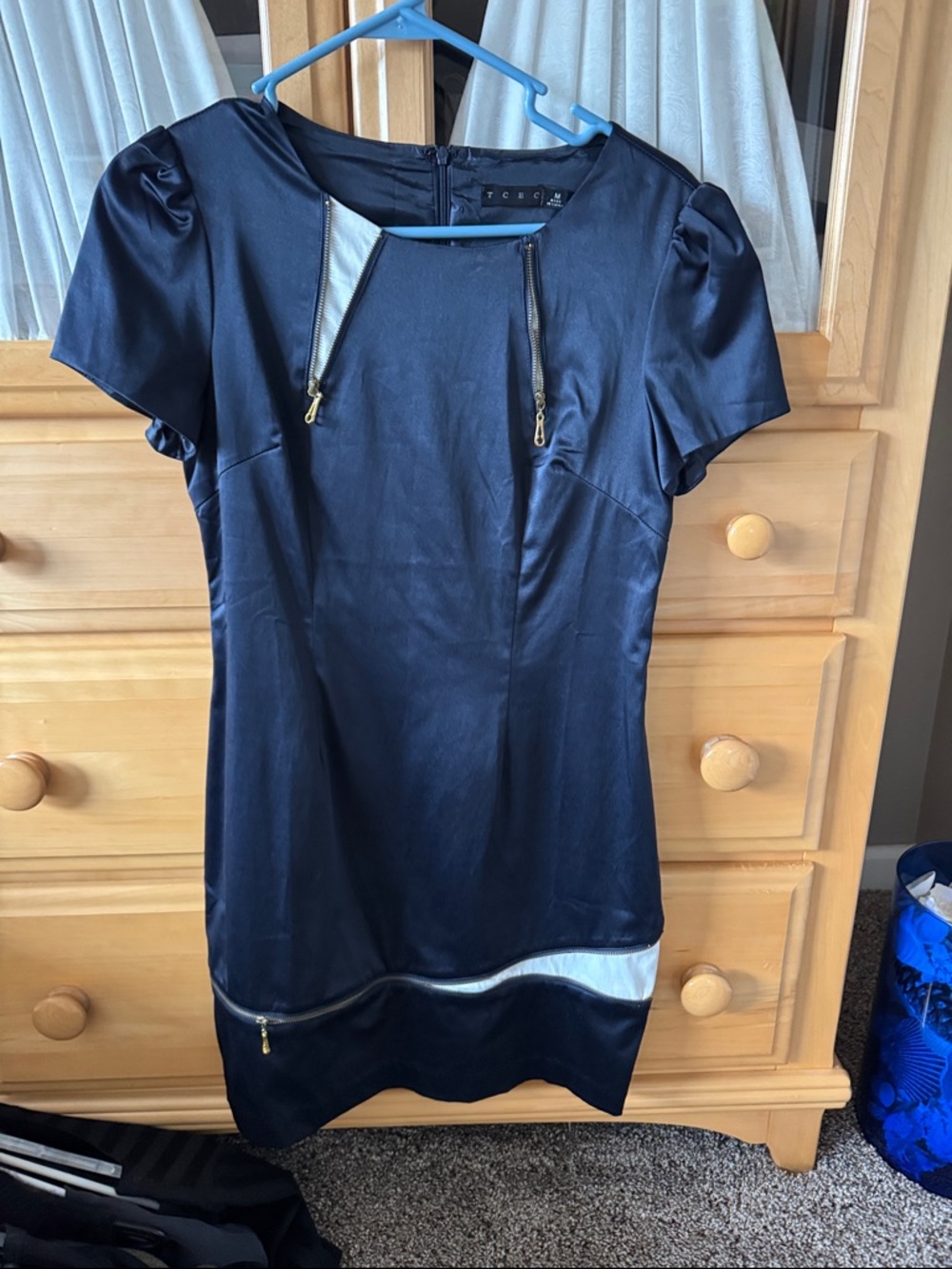 TCEC Black Dress with Gold Zipper Detail